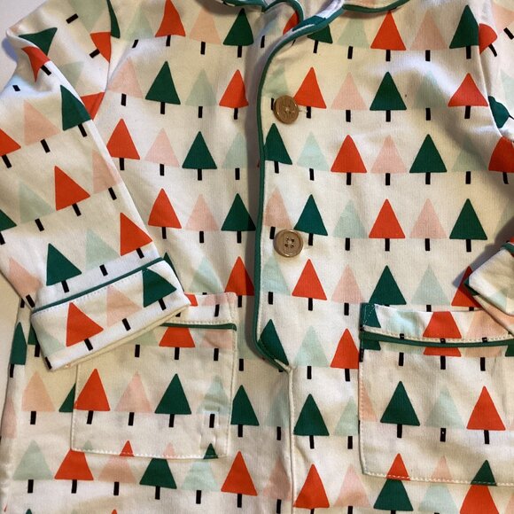 Indigo Baby Romper Onesie 18-24 Months Holiday Christmas Tree Soft Flannel - Picture 2 of 7